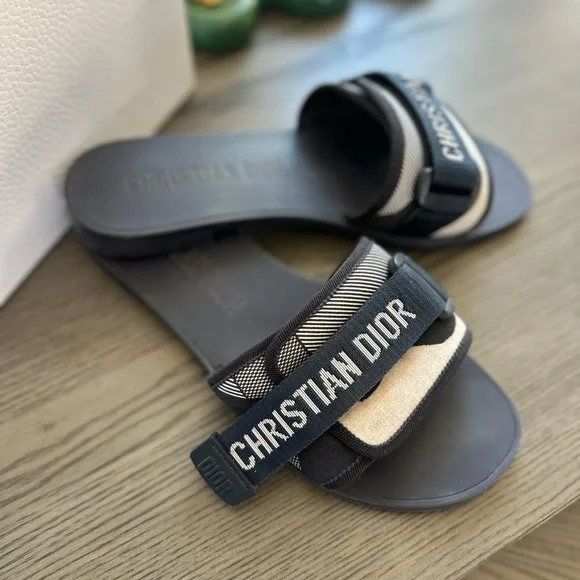Christian Dior サンダル 38 Dior | Shoes | Christian Dior Slide Sandals Sz 38 Blue